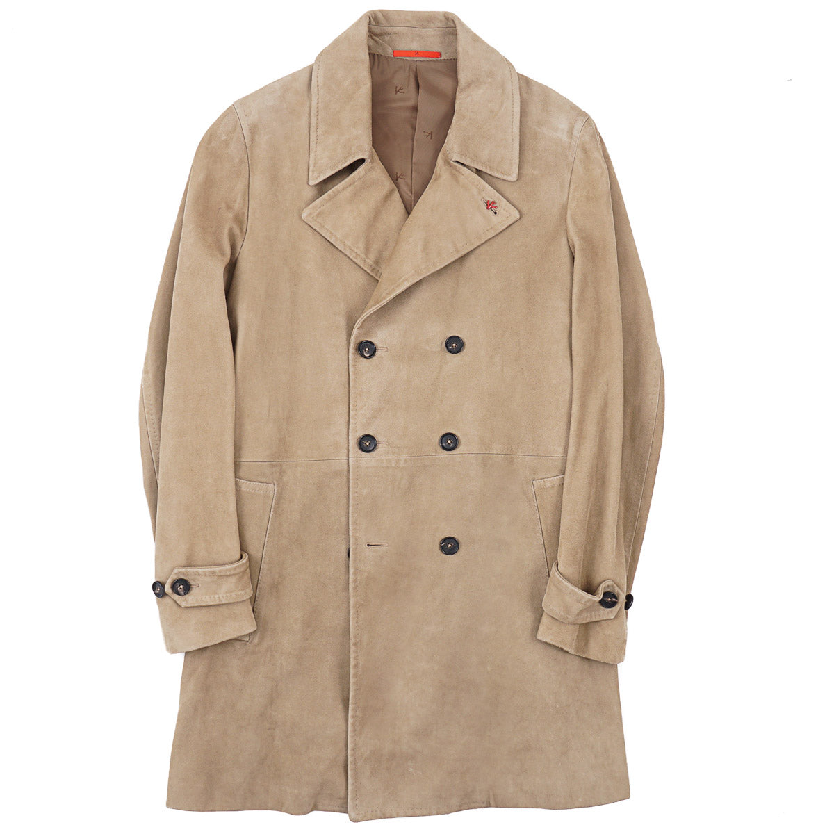 Isaia Lamb Suede Coat with Belt