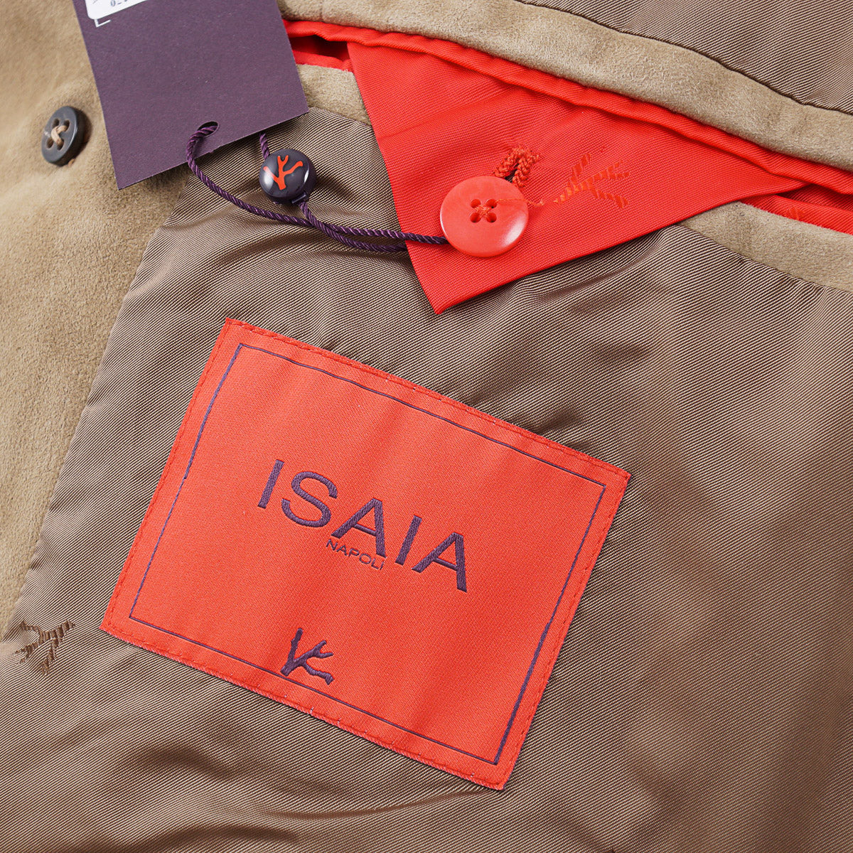 Isaia Lamb Suede Coat with Belt