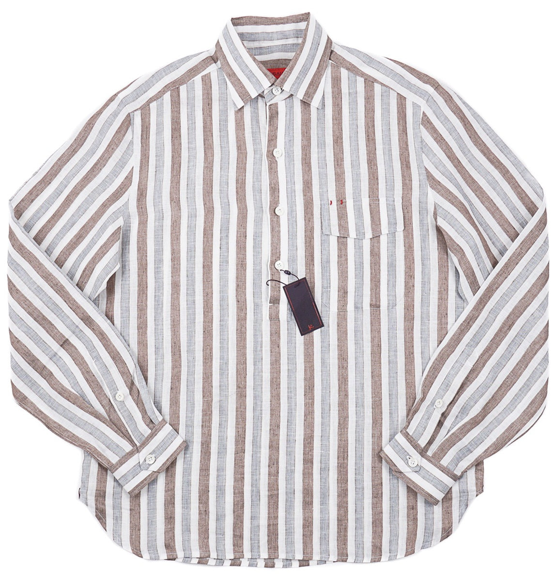 Isaia Linen Pop-Over Shirt