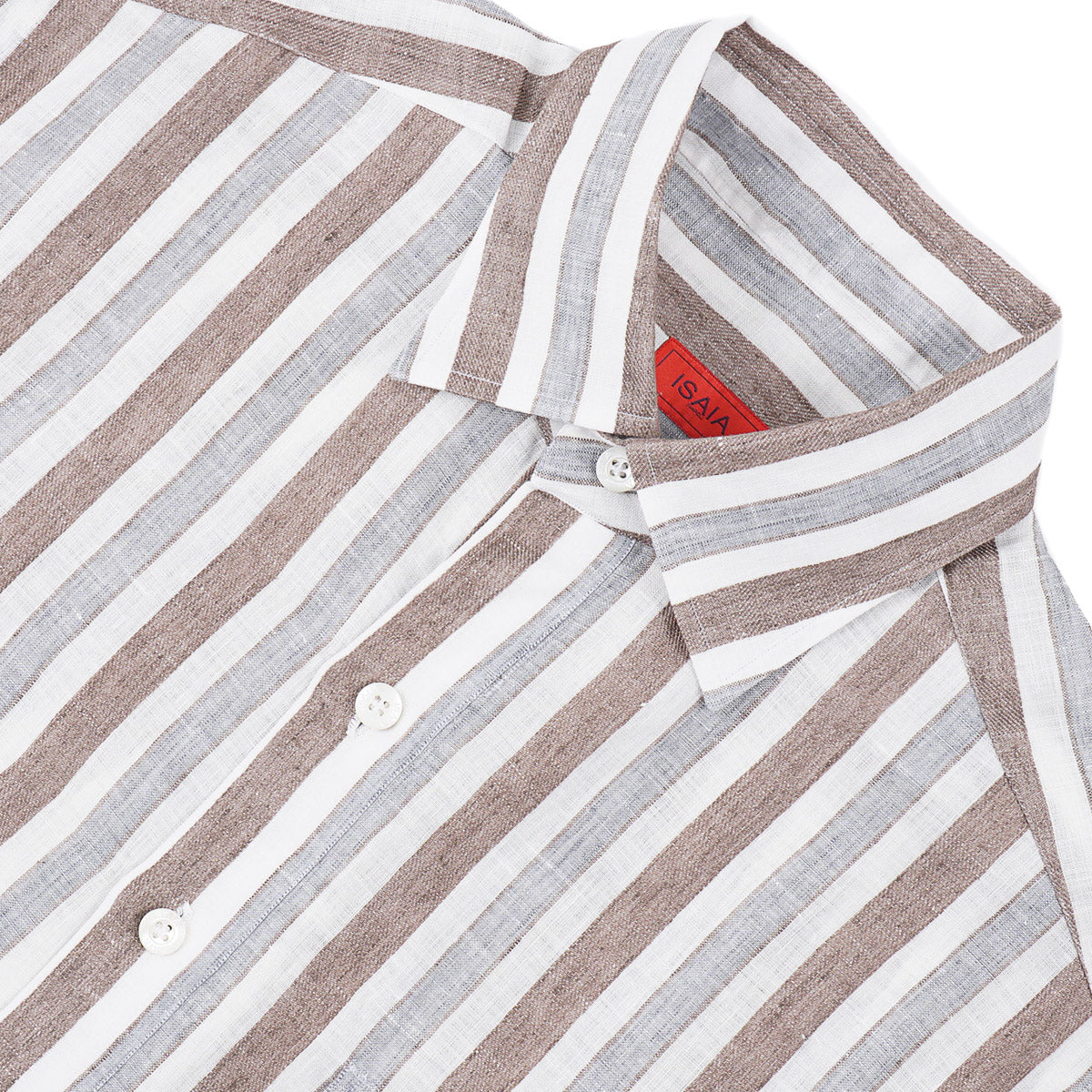 Isaia Linen Pop-Over Shirt