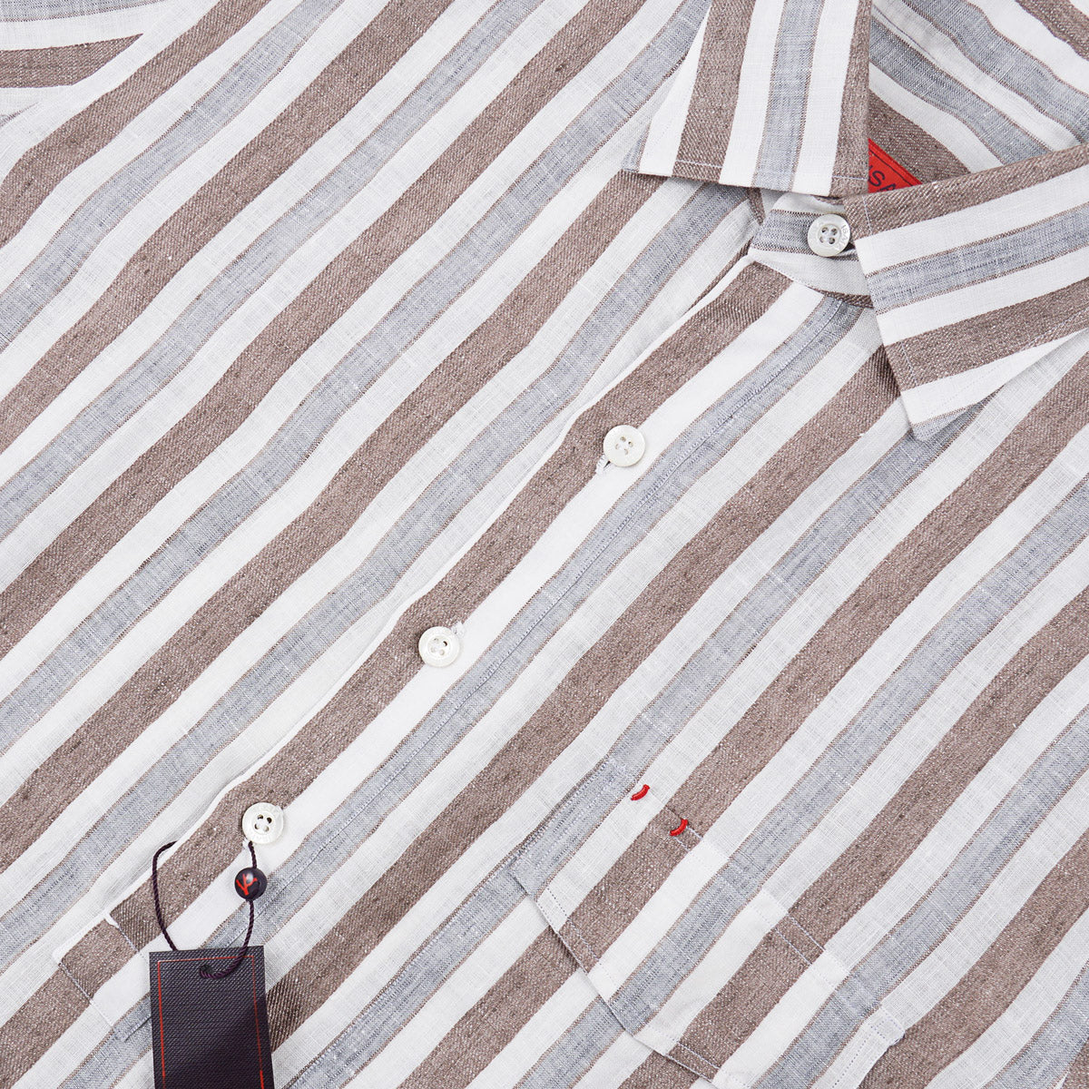 Isaia Linen Pop-Over Shirt