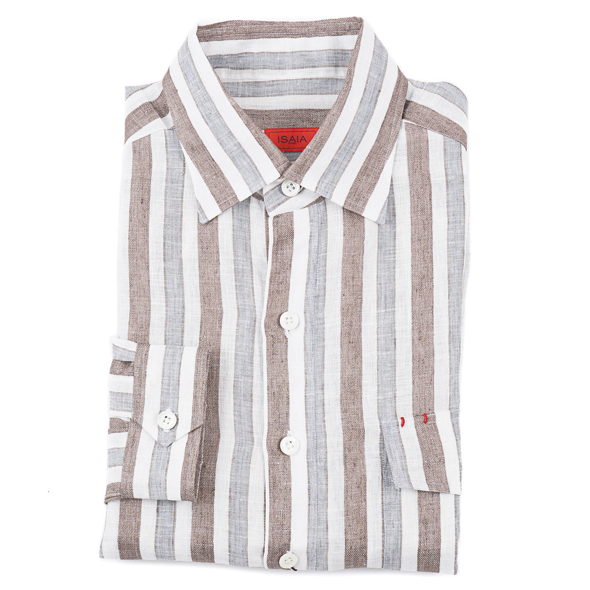 Isaia Linen Pop-Over Shirt