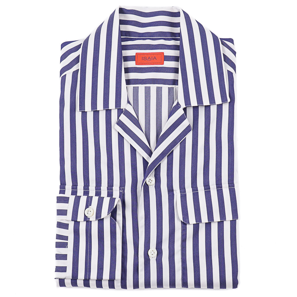 Isaia Cotton-Silk Shirt with Camp Collar