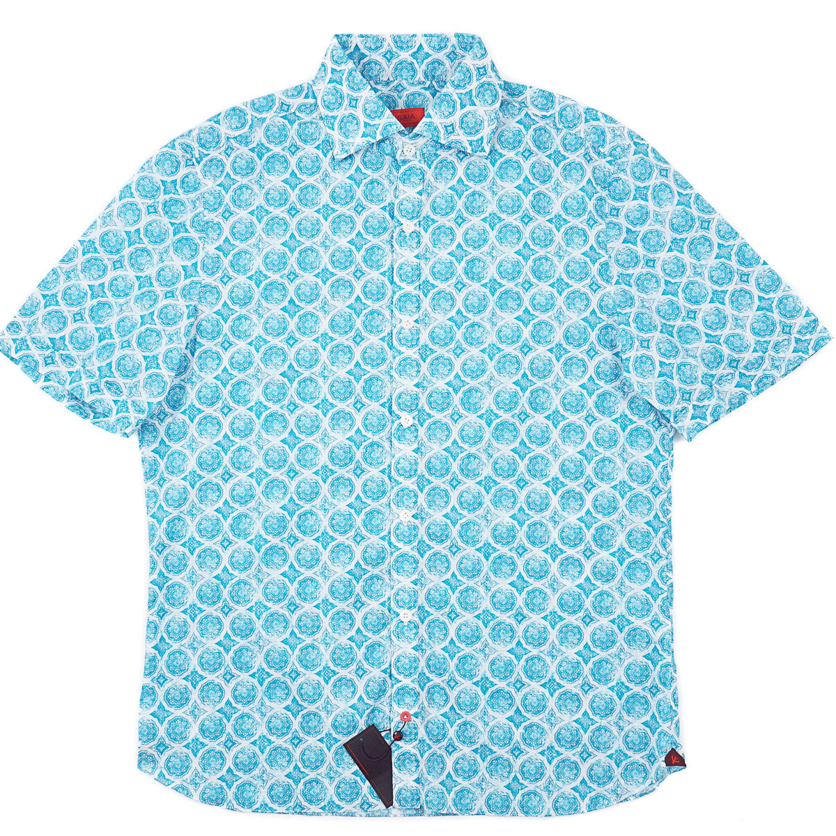 Isaia Short Sleeve Cotton Sport Shirt