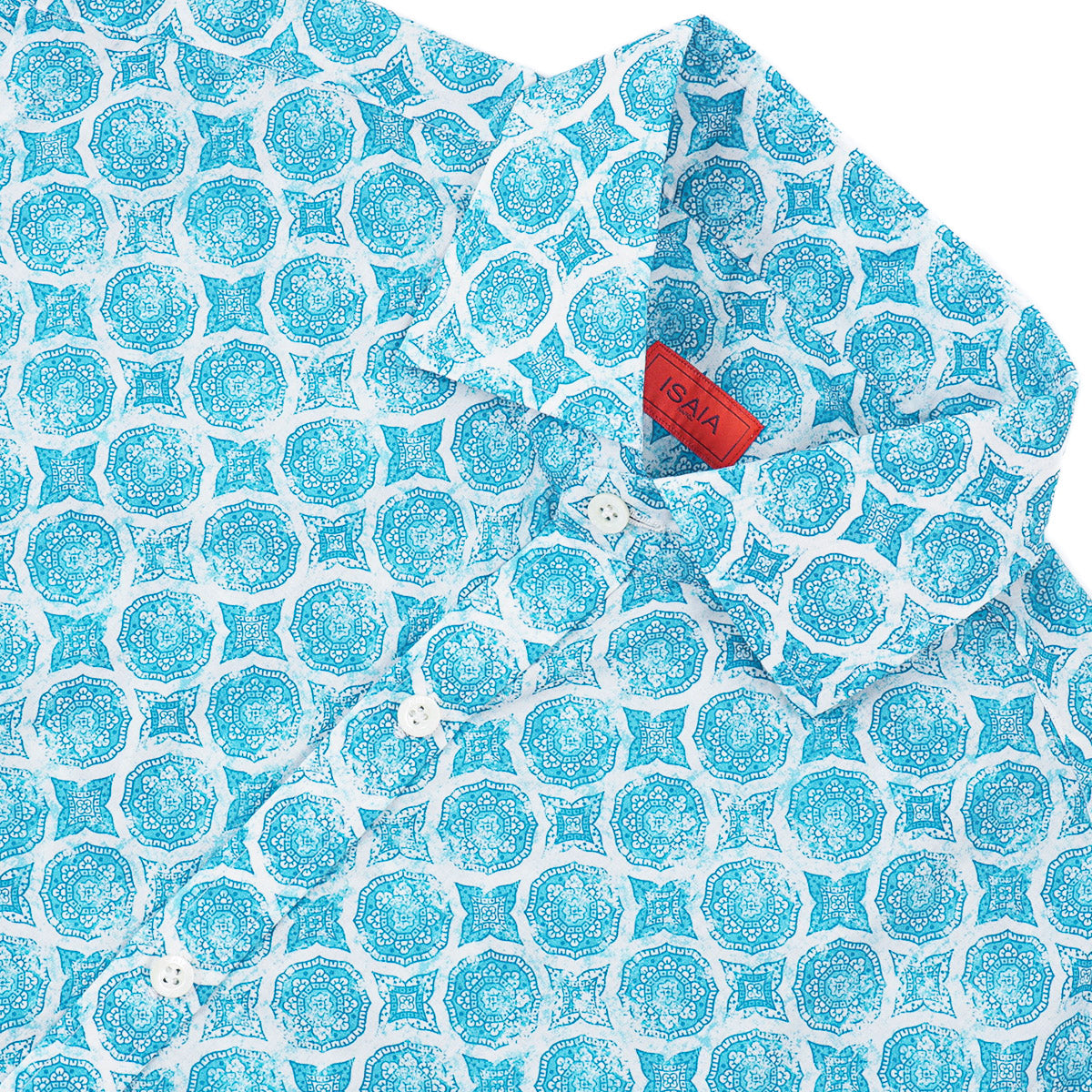 Isaia Short Sleeve Cotton Sport Shirt