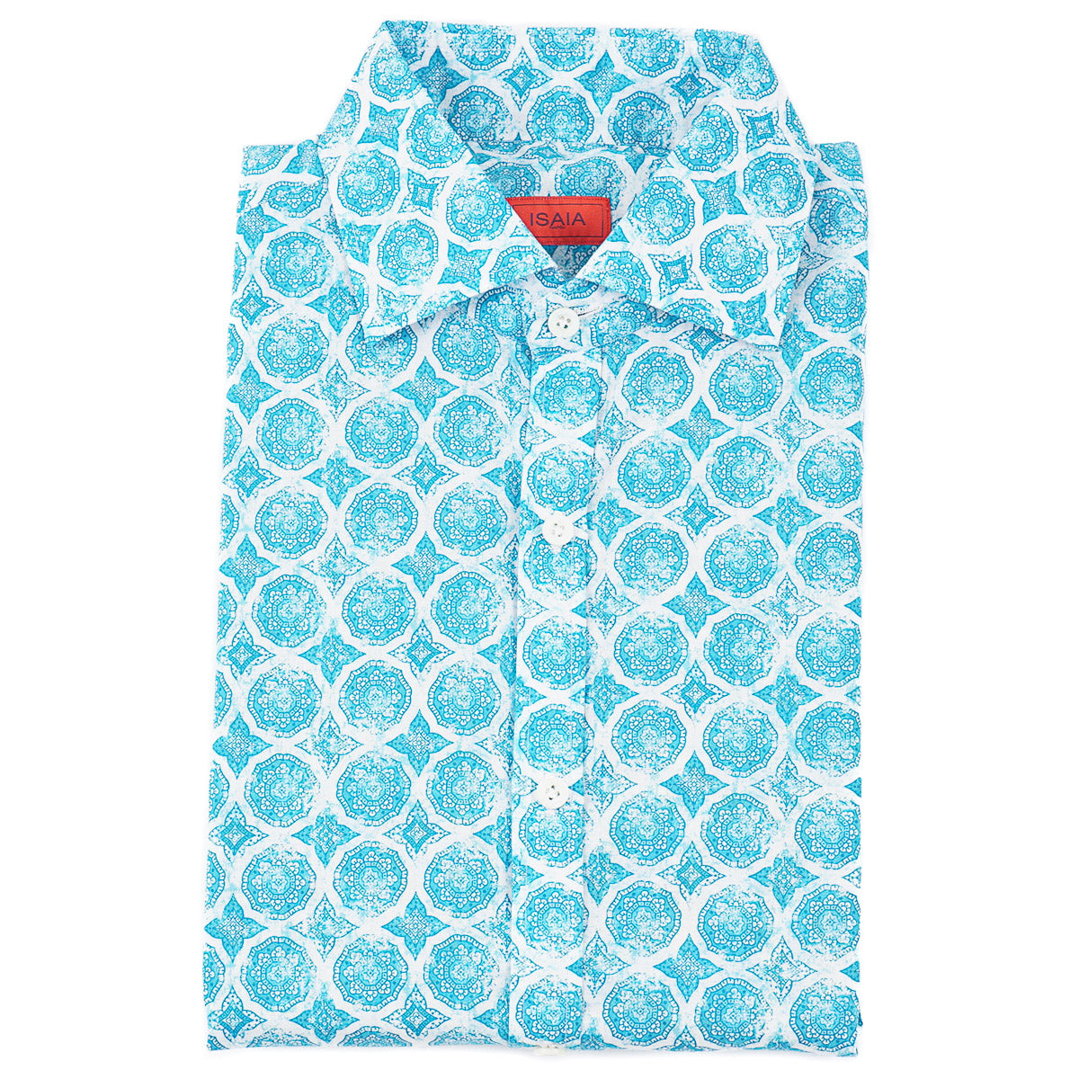 Isaia Short Sleeve Cotton Sport Shirt