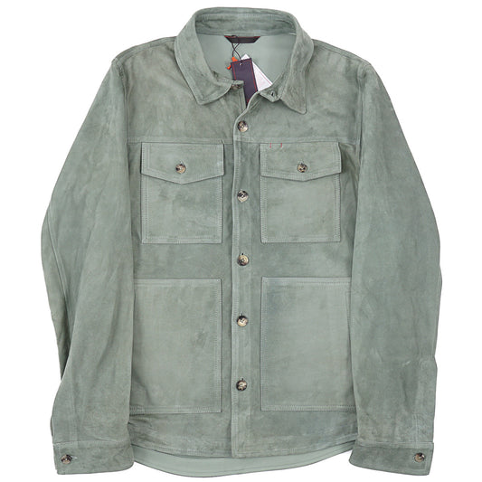 Isaia Lamb Suede Leather Overshirt Jacket - Top Shelf Apparel