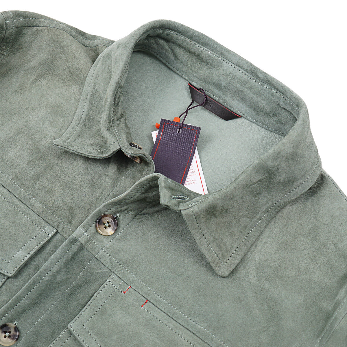 Isaia Lamb Suede Leather Overshirt Jacket