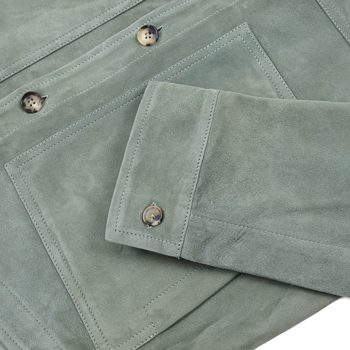 Isaia Lamb Suede Leather Overshirt Jacket