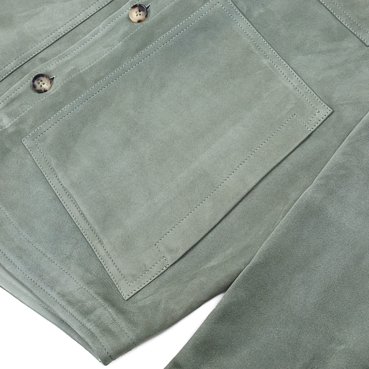 Isaia Lamb Suede Leather Overshirt Jacket