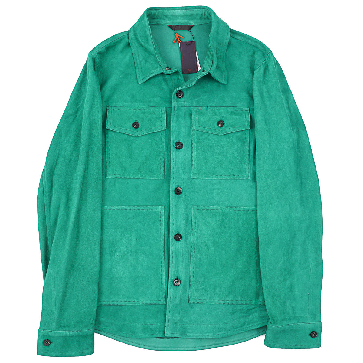 Isaia Lamb Suede Leather Overshirt Jacket