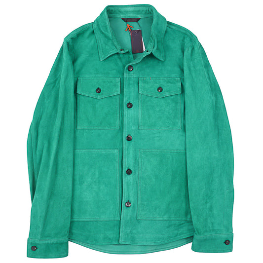 Isaia Lamb Suede Leather Overshirt Jacket - Top Shelf Apparel