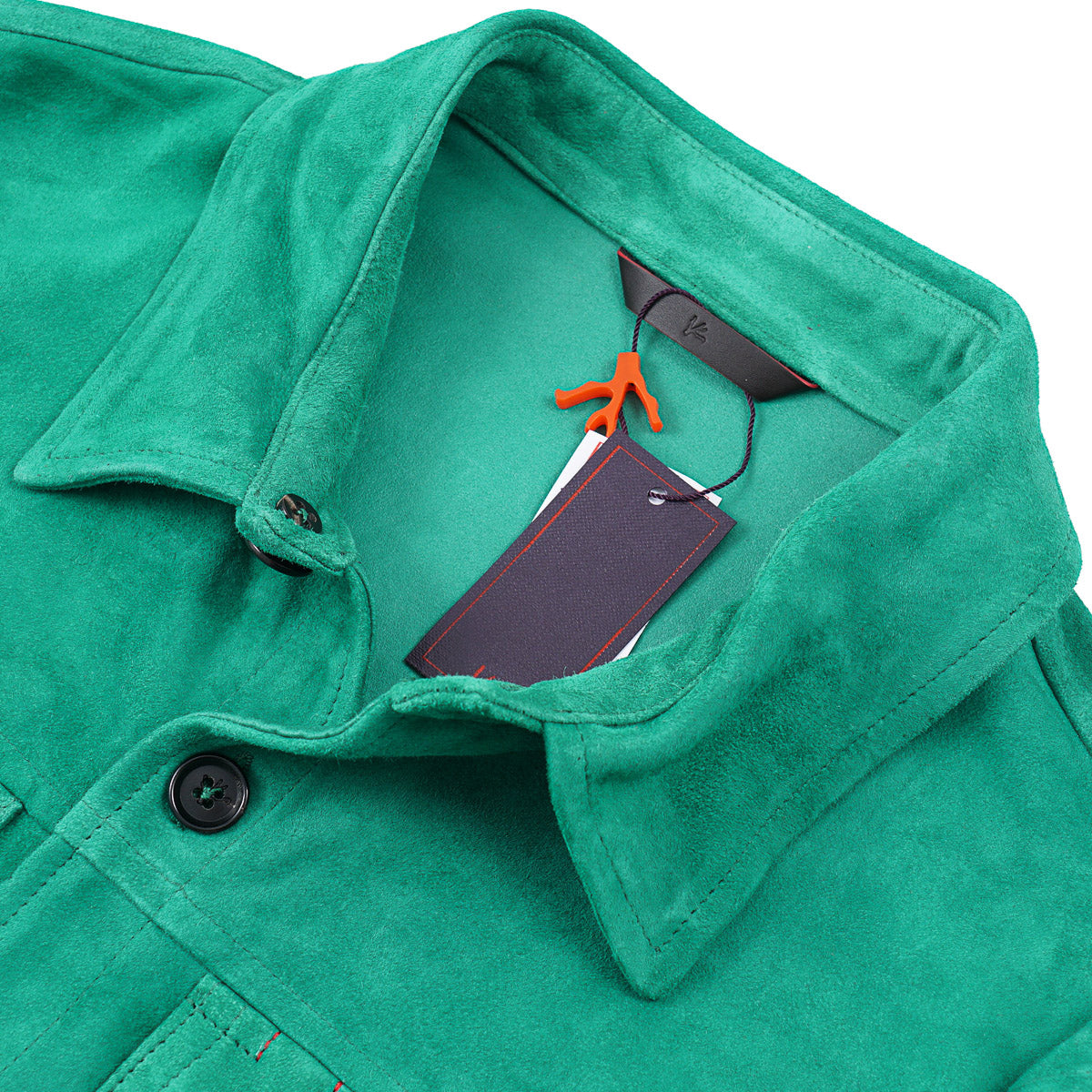 Isaia Lamb Suede Leather Overshirt Jacket