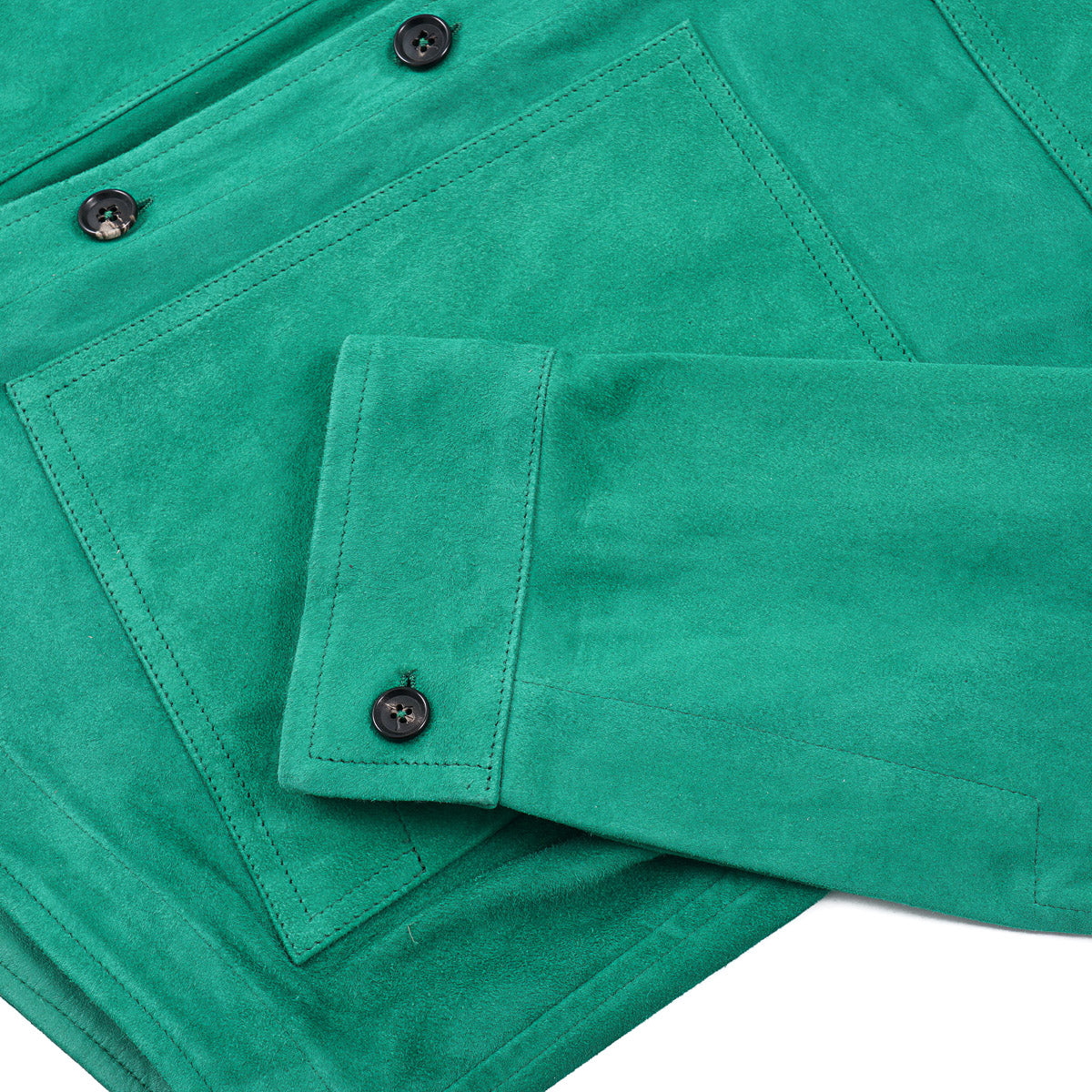 Isaia Lamb Suede Leather Overshirt Jacket