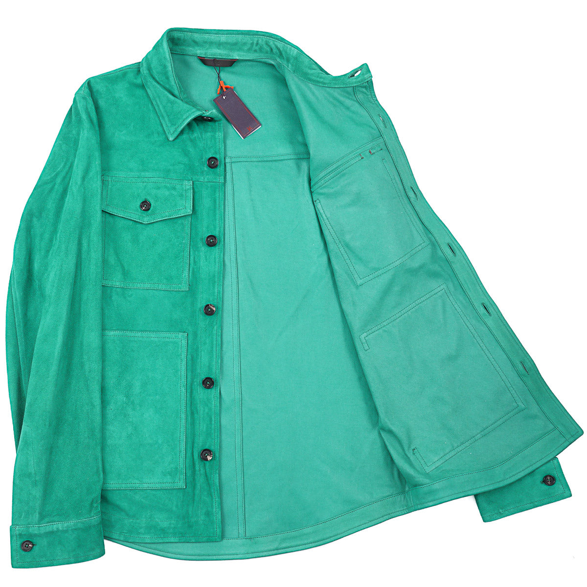Isaia Lamb Suede Leather Overshirt Jacket