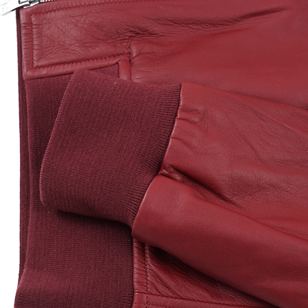 Isaia Lamb Leather Varsity Bomber Jacket