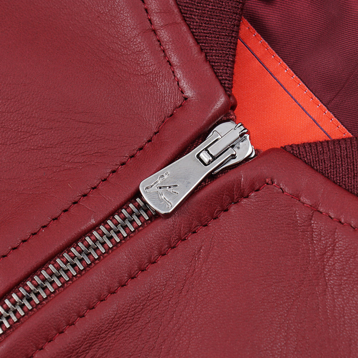 Isaia Lamb Leather Varsity Bomber Jacket