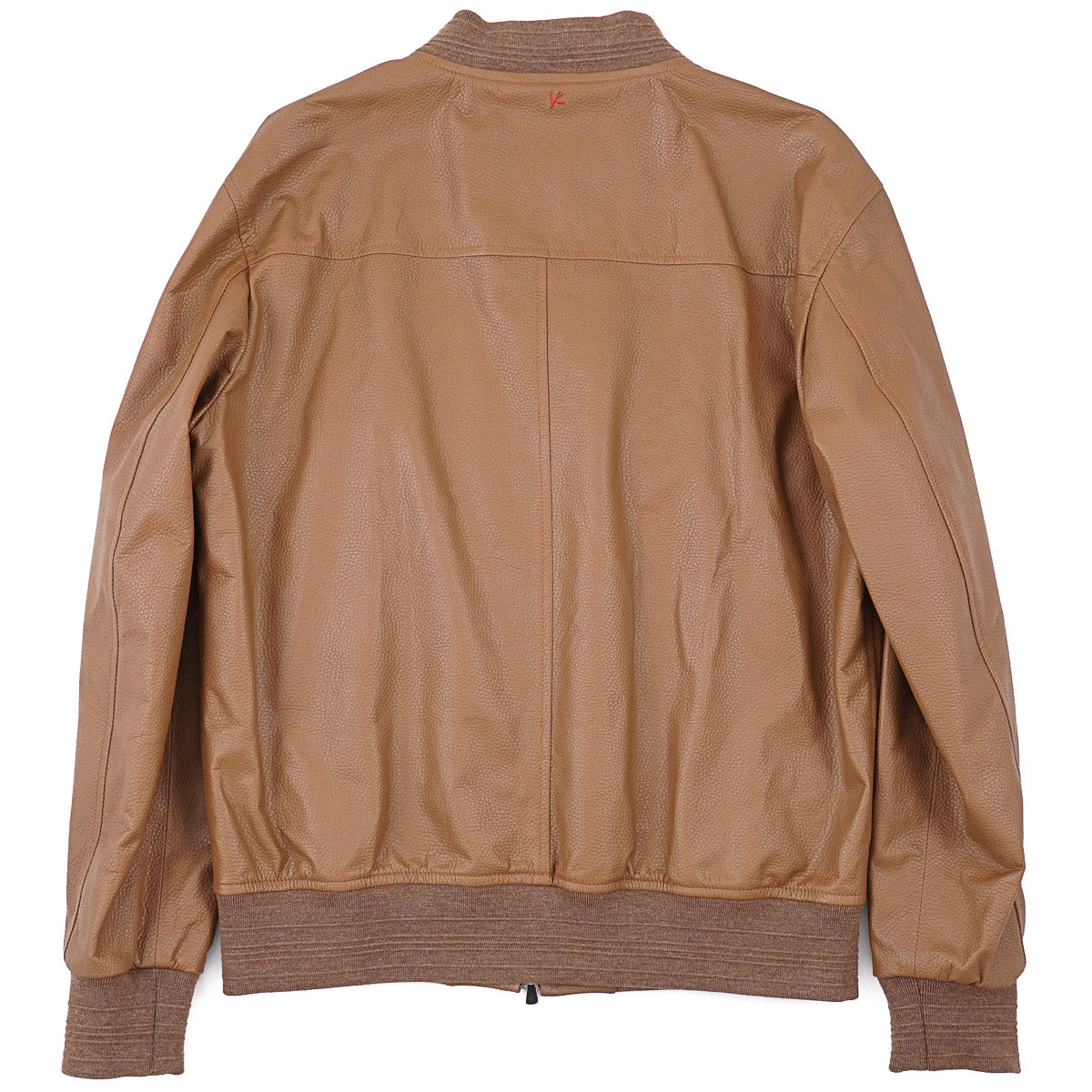 Isaia Lamb Leather Varsity Bomber Jacket
