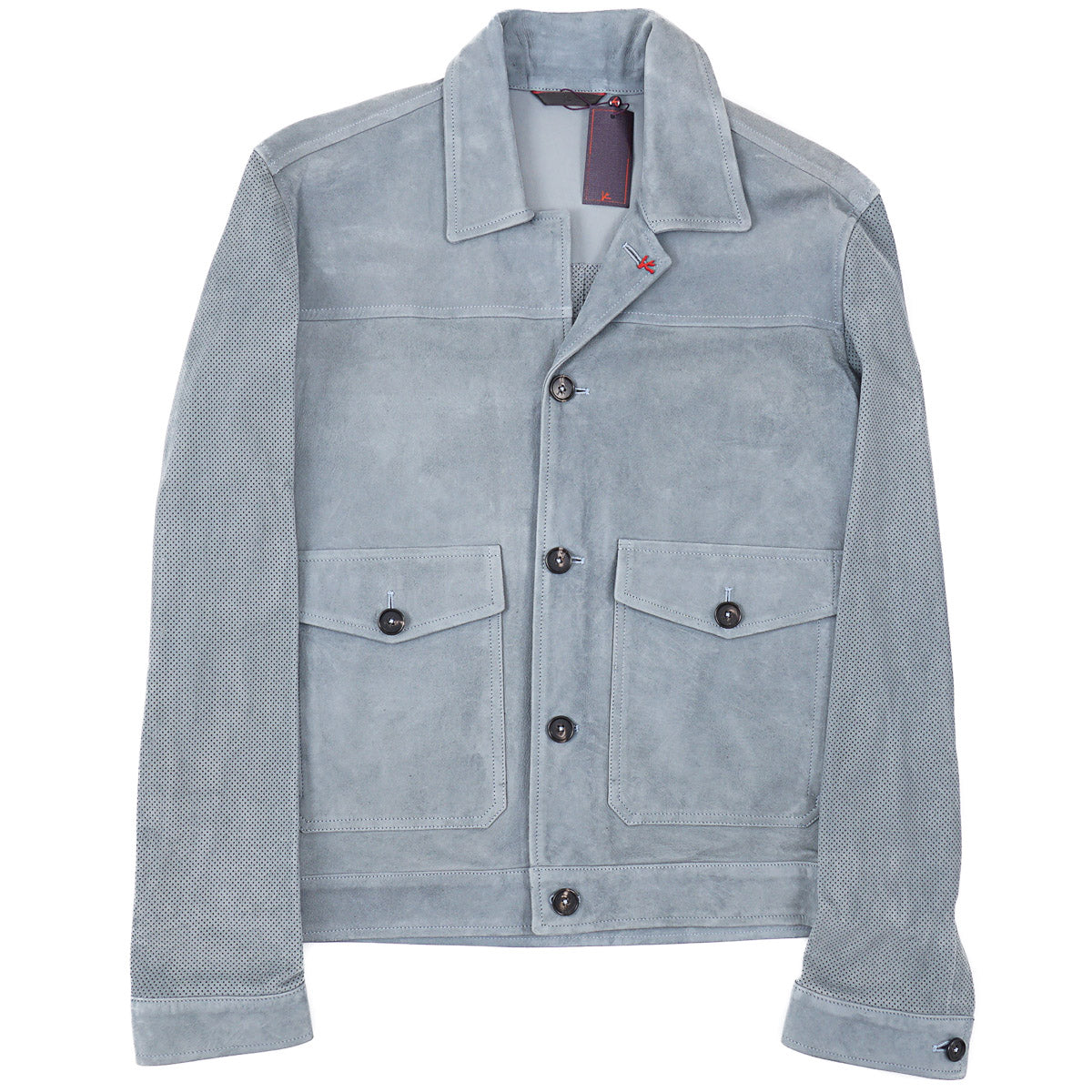 Isaia Lamb Suede Leather Coach Jacket