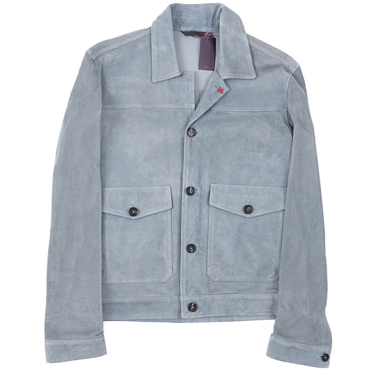 Isaia Lamb Suede Leather Coach Jacket