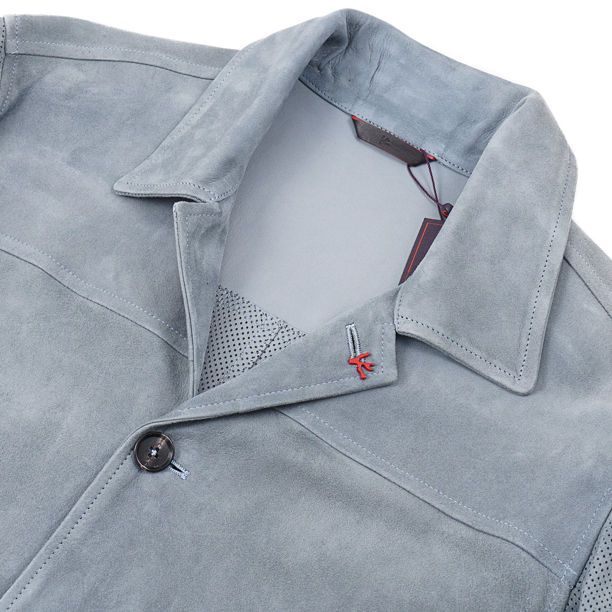 Isaia Lamb Suede Leather Coach Jacket