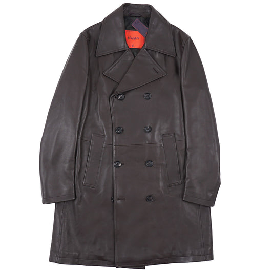 Isaia Double-Breasted Lamb Leather Coat