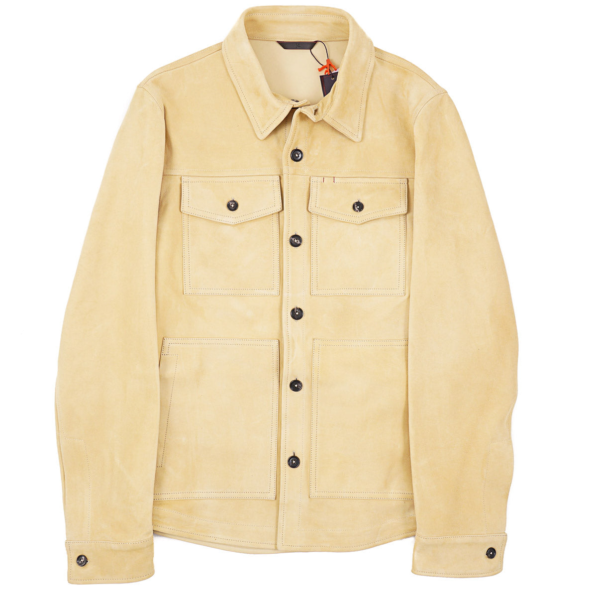 Isaia Lamb Suede Leather Overshirt Jacket