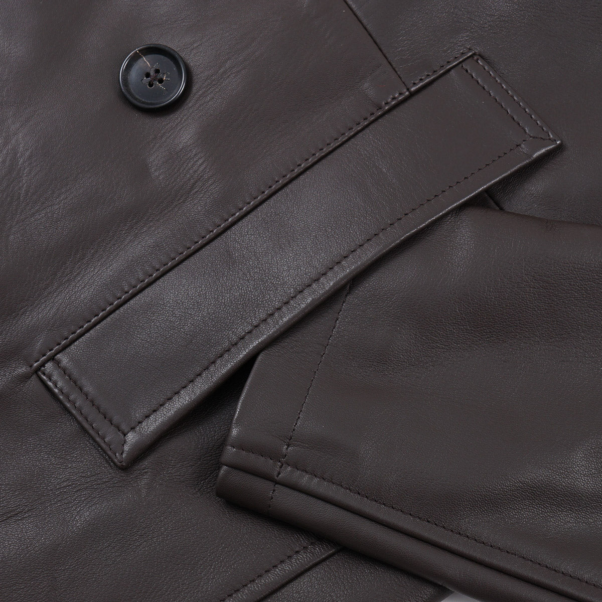 Isaia Double-Breasted Lamb Leather Coat
