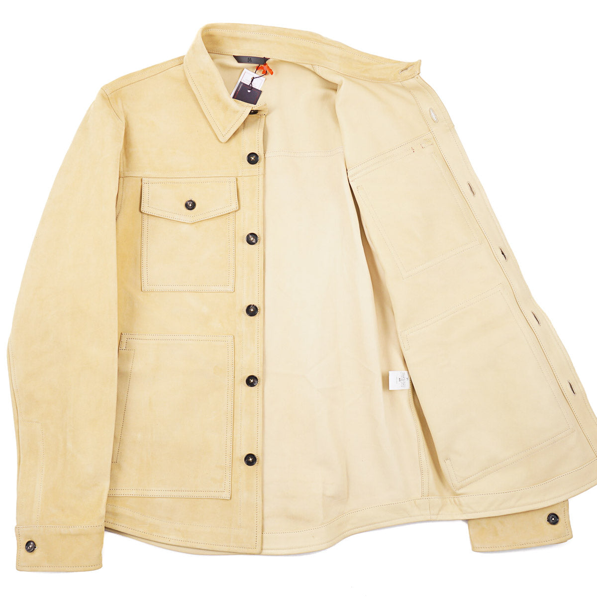 Isaia Lamb Suede Leather Overshirt Jacket