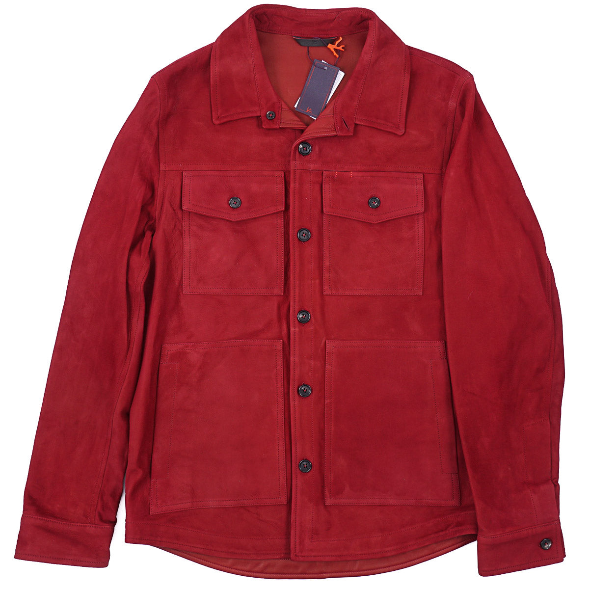 Isaia Lamb Suede Leather Overshirt Jacket