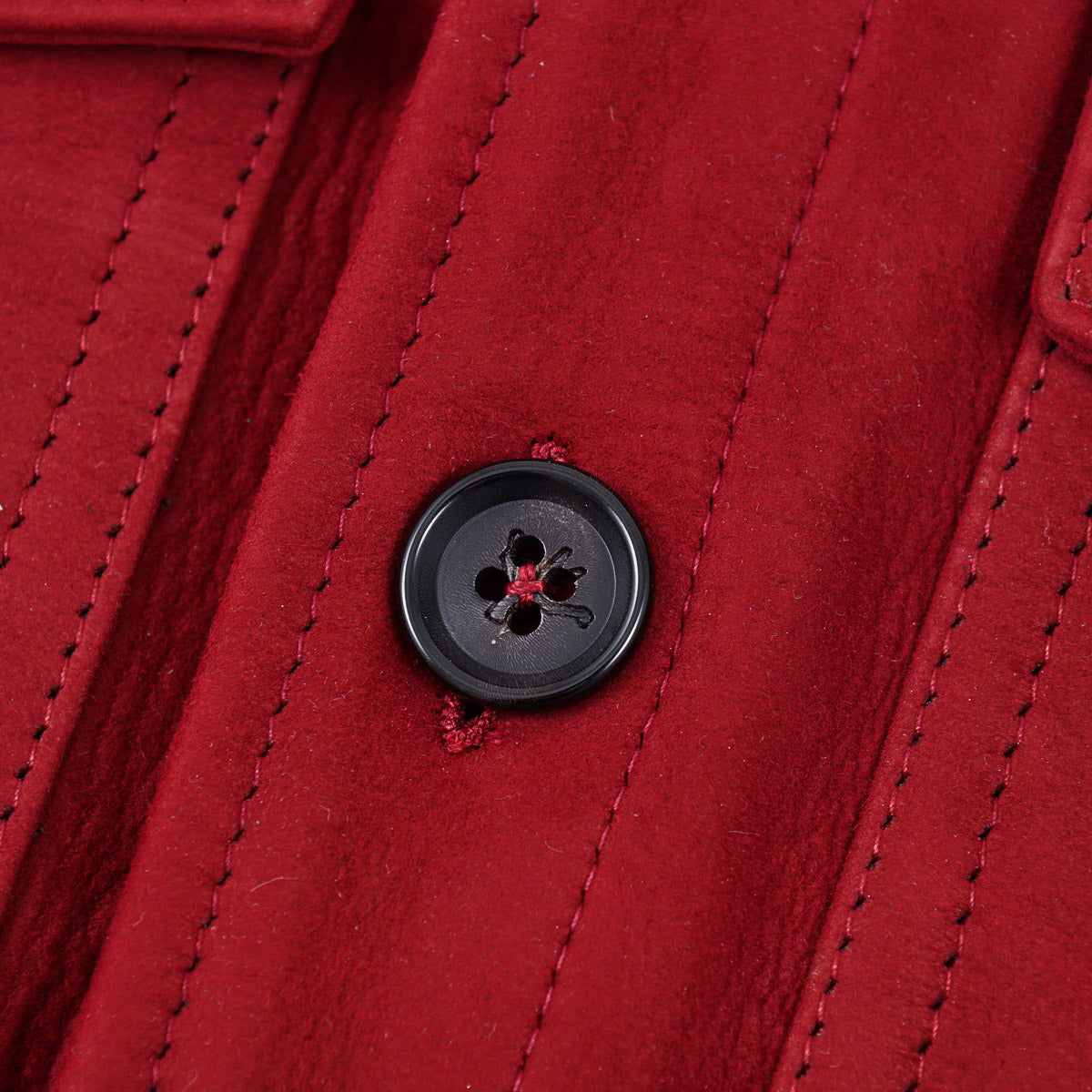 Isaia Lamb Suede Leather Overshirt Jacket