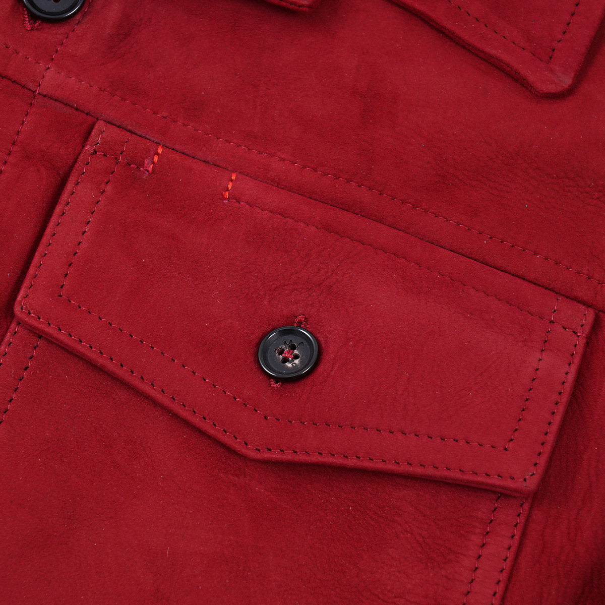 Isaia Lamb Suede Leather Overshirt Jacket