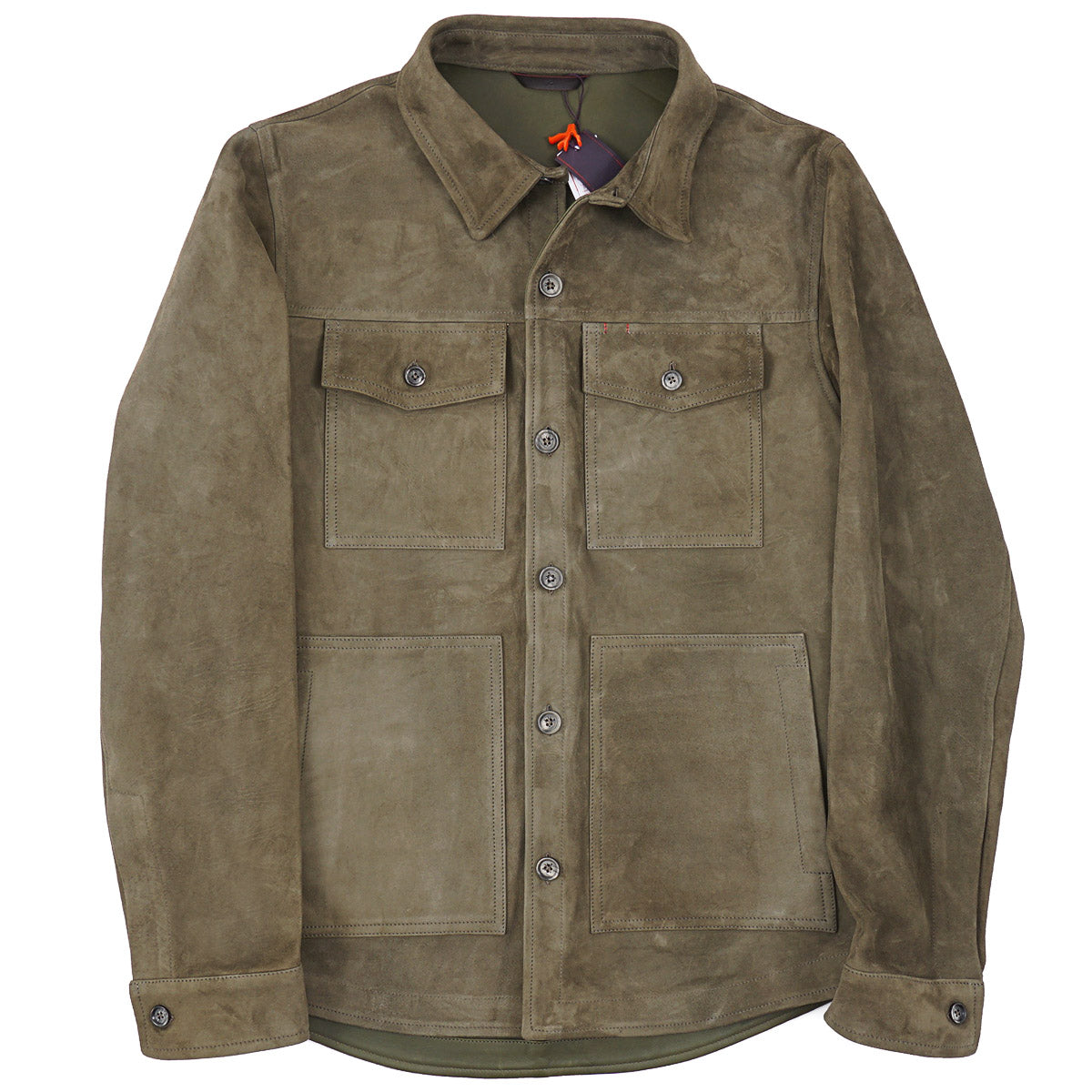 Isaia Lamb Suede Leather Overshirt Jacket