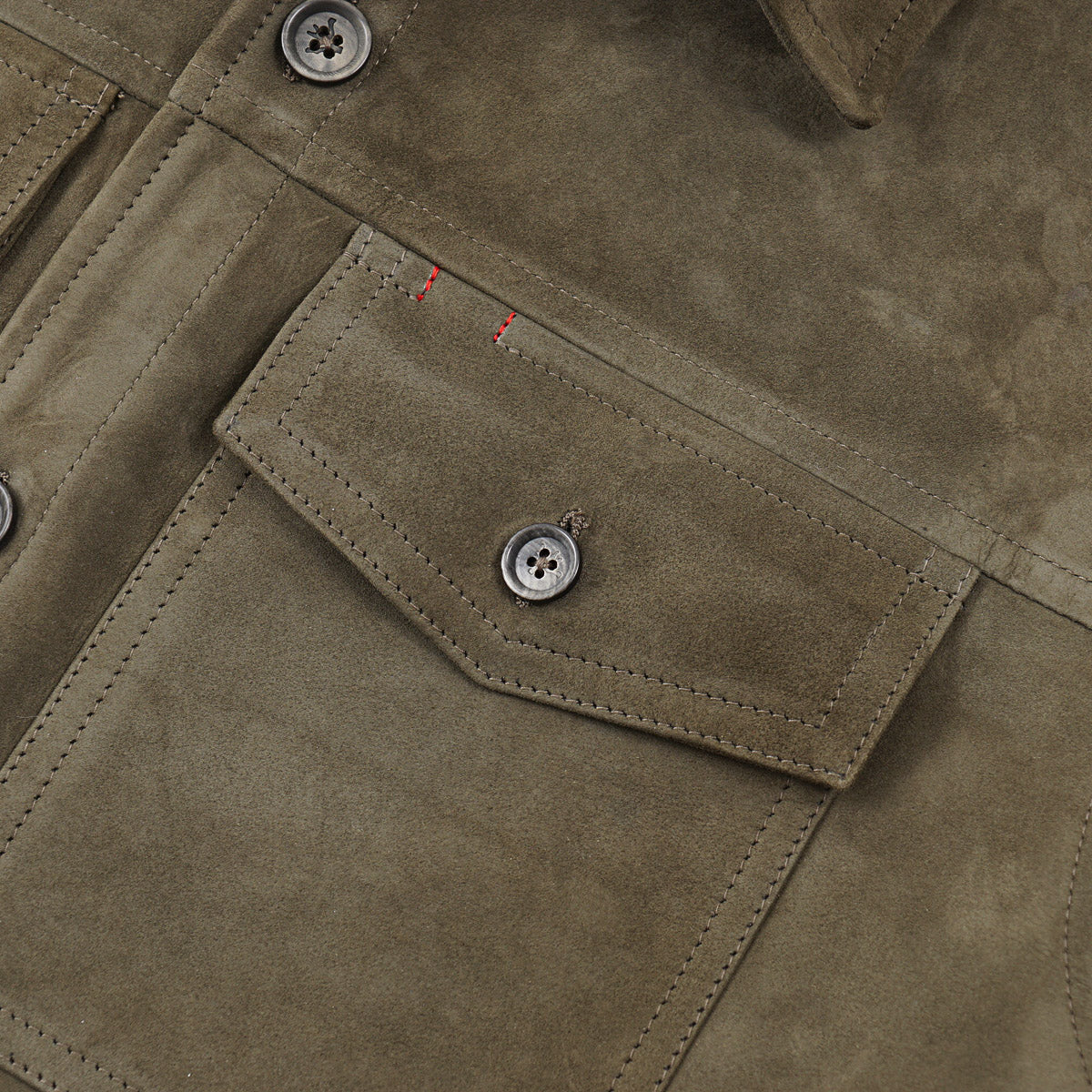 Isaia Lamb Suede Leather Overshirt Jacket