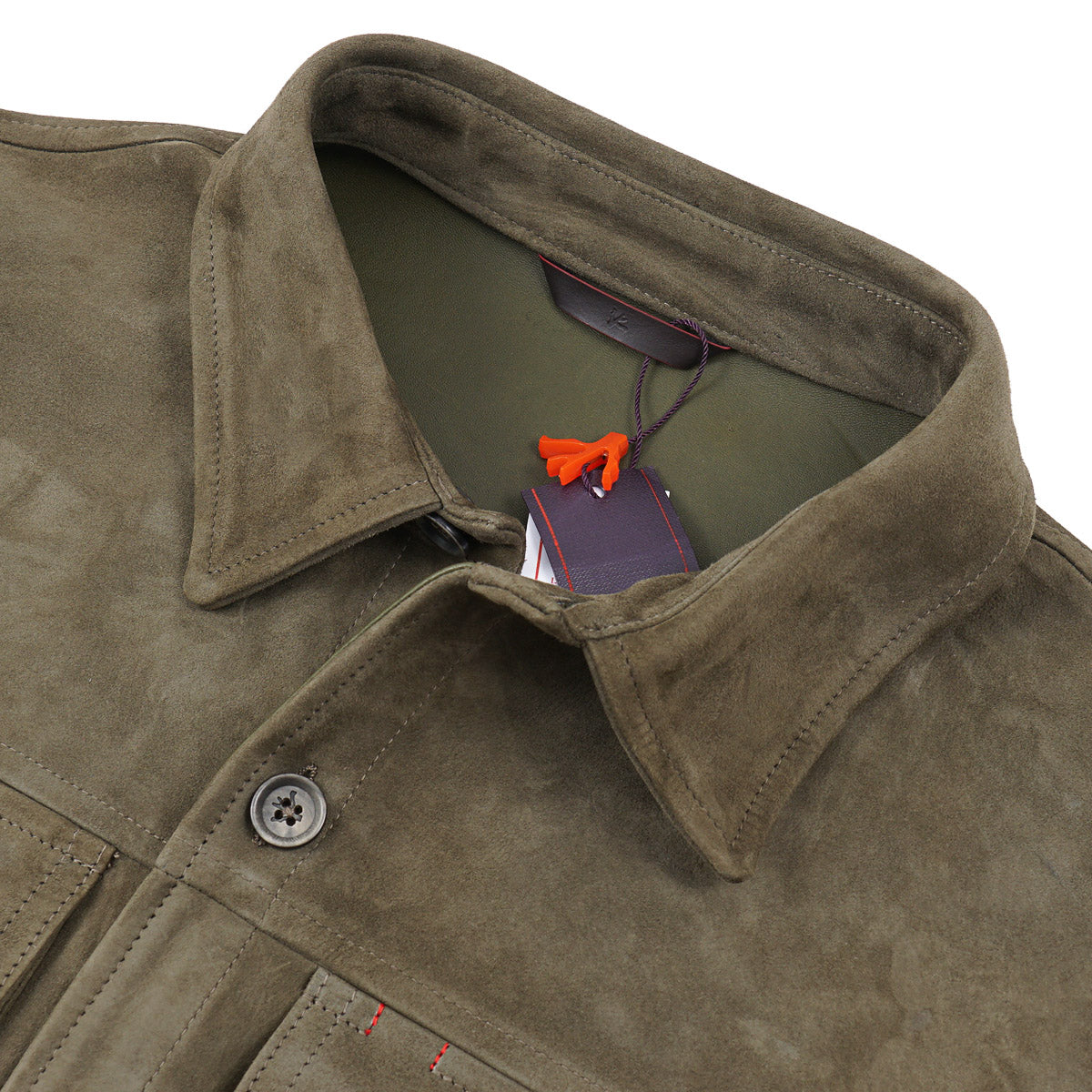 Isaia Lamb Suede Leather Overshirt Jacket