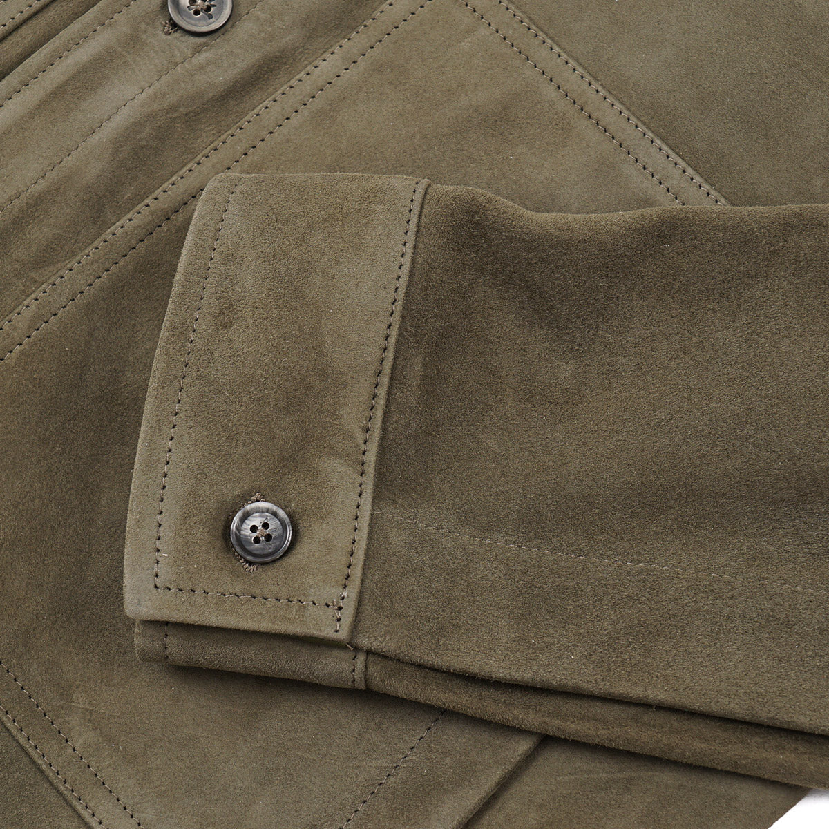 Isaia Lamb Suede Leather Overshirt Jacket