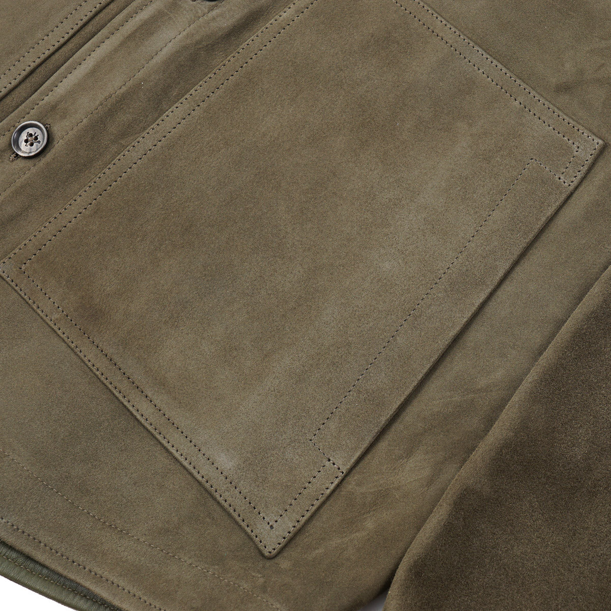 Isaia Lamb Suede Leather Overshirt Jacket