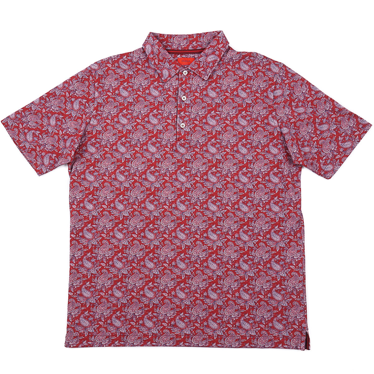 Isaia Pique Polo with Paisley Print