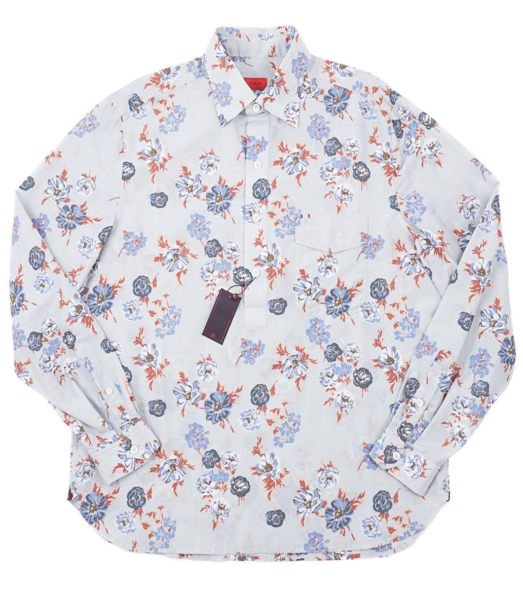 Isaia Cotton-Silk Popover Shirt