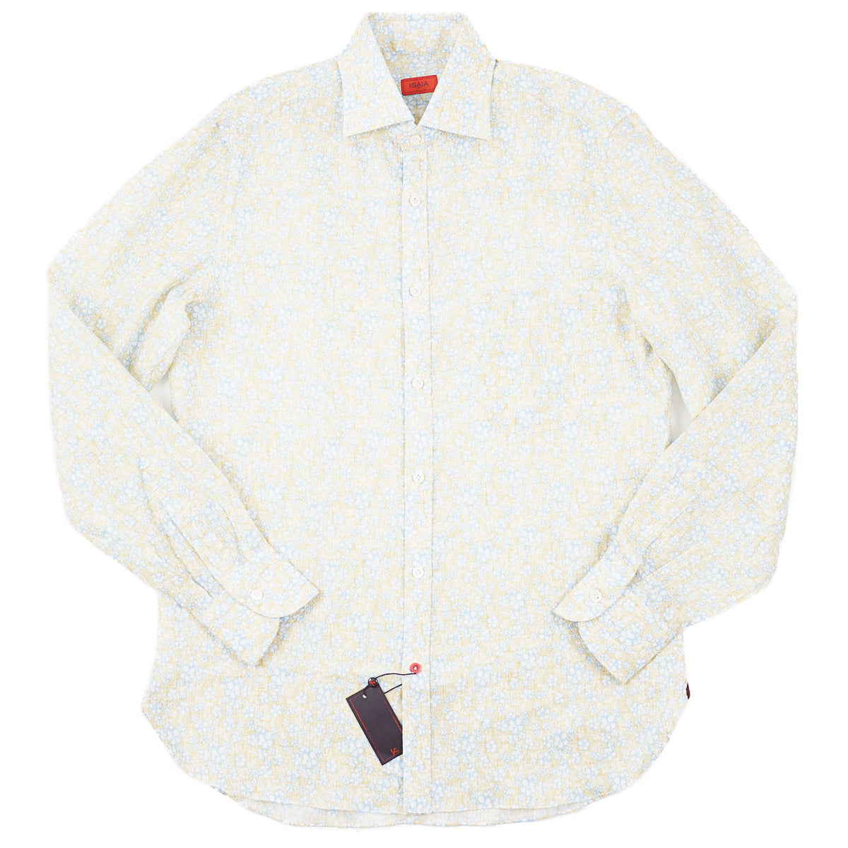 Isaia Printed Linen Sport Shirt