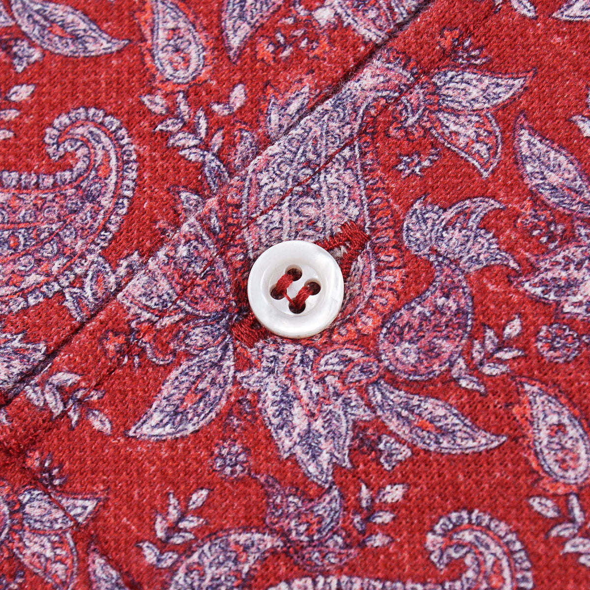 Isaia Pique Polo with Paisley Print