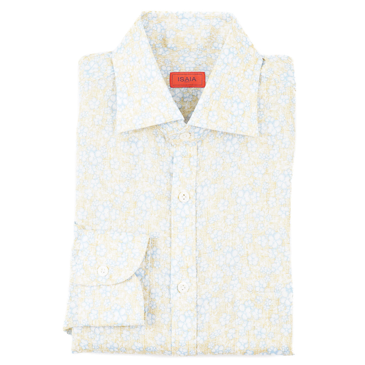 Isaia Printed Linen Sport Shirt