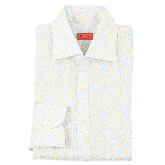 Isaia Printed Linen Sport Shirt
