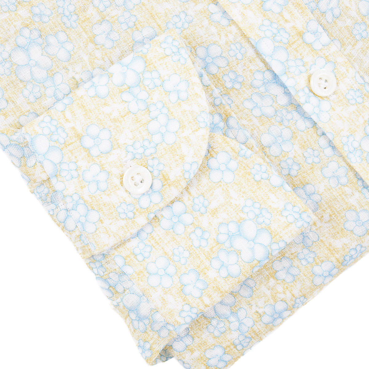 Isaia Printed Linen Sport Shirt
