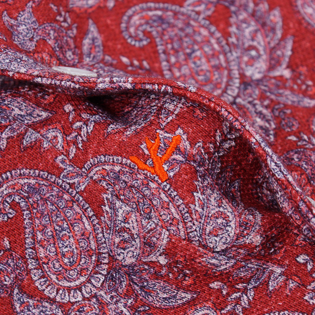 Isaia Pique Polo with Paisley Print