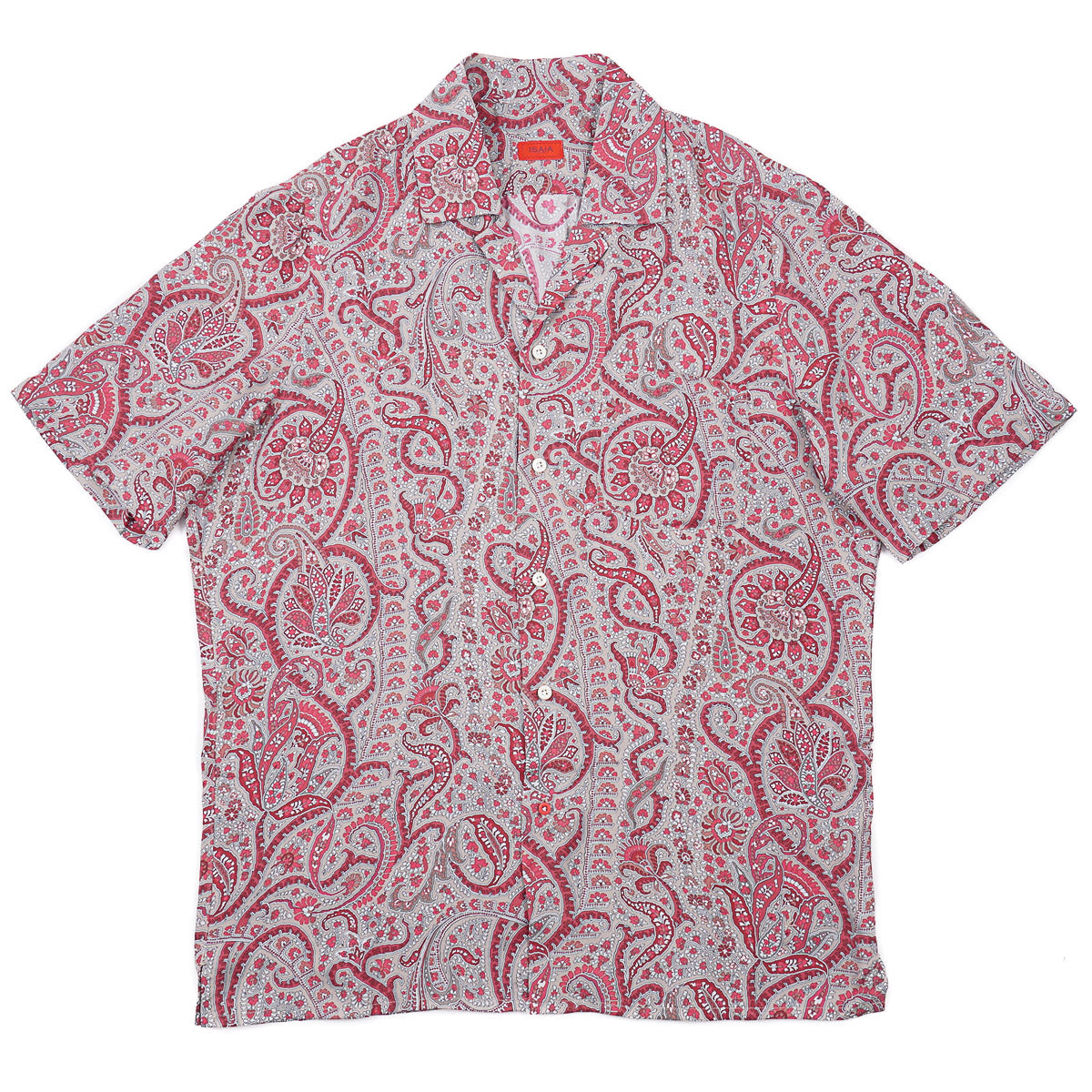 Isaia Lightweight Printed Silk Shirt