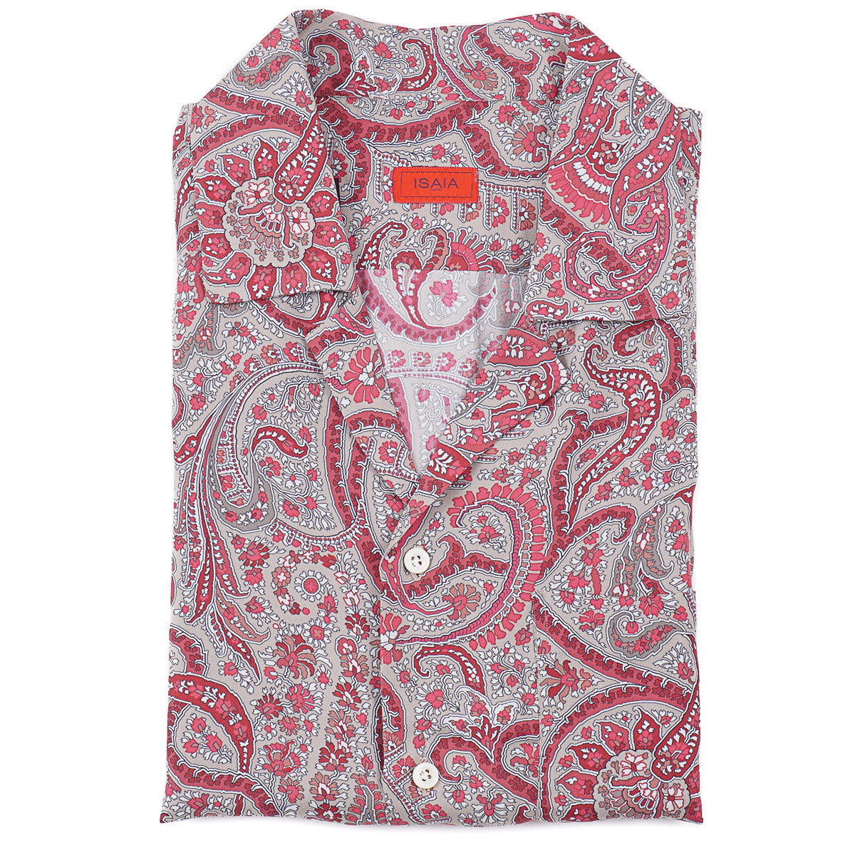Isaia Lightweight Printed Silk Shirt