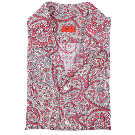 Isaia Lightweight Printed Silk Shirt