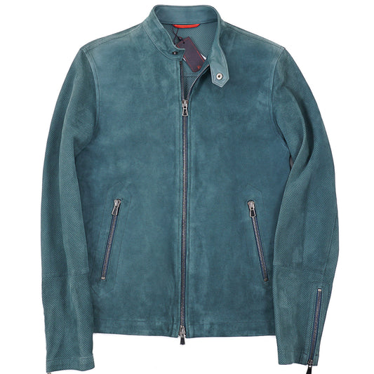 Isaia Lambskin Suede Moto Jacket