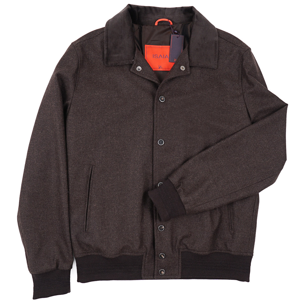 Isaia Snap-Front Cashmere Varsity Jacket
